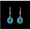 Image 1 : 6.35 ctw Apatite and Diamond Earrings - 14KT White Gold