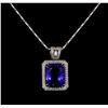 Image 1 : 18KT White Gold GIA Certified 16.95 ctw Tanzanite and Diamond Pendant With Chain