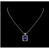 Image 2 : 18KT White Gold GIA Certified 16.95 ctw Tanzanite and Diamond Pendant With Chain
