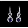 Image 1 : 1.88 ctw Blue Sapphire and Diamond Earrings - 14KT White Gold
