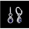 Image 2 : 1.88 ctw Blue Sapphire and Diamond Earrings - 14KT White Gold