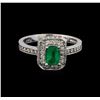 Image 2 : 0.60 ctw Emerald and Diamond Ring - 14KT White Gold