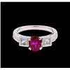 Image 2 : 1.06 ctw Ruby and Diamond Ring - 18KT White Gold