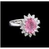 Image 1 : 2.40 ctw Pink Topaz and Diamond Ring - 14KT White Gold