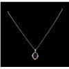 Image 2 : 4.40 ctw Amethyst and Diamond Pendant With Chain - 14KT Yellow Gold