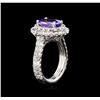 Image 4 : 3.79 ctw Tanzanite and Diamond Ring - 14KT White Gold