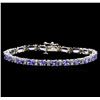 Image 1 : 8.11 ctw Tanzanite and Diamond Bracelet - 14KT White Gold