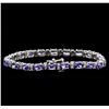 Image 2 : 8.11 ctw Tanzanite and Diamond Bracelet - 14KT White Gold