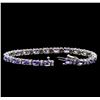 Image 3 : 8.11 ctw Tanzanite and Diamond Bracelet - 14KT White Gold