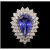 Image 2 : 14KT White Gold GIA Certified 9.22 ctw Tanzanite and Diamond Ring