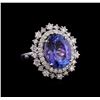 Image 1 : 6.40 ctw Tanzanite and Diamond Ring - 14KT White Gold