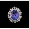 Image 2 : 6.40 ctw Tanzanite and Diamond Ring - 14KT White Gold