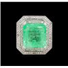 Image 2 : GIA Cert 19.14 ctw Emerald and Diamond Ring - 14KT White Gold
