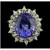 Image 2 : 14KT White Gold 11.08 ctw GIA Certified Tanzanite and Diamond Ring