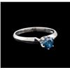 Image 1 : 14KT White Gold 0.68 ctw Round Cut Fancy Blue Diamond Solitaire Ring