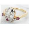 Image 2 : 0.20 ctw Diamond and Ruby Ring - 14KT Yellow Gold