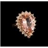 Image 1 : 13.54 ctw Morganite and Diamond Ring - 14KT Rose Gold