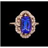 Image 2 : 3.83 ctw Tanzanite and Diamond Ring - 14KT Rose Gold