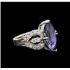 Image 1 : 4.00 ctw Tanzanite and Diamond Ring - 14KT White Gold