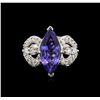 Image 2 : 4.00 ctw Tanzanite and Diamond Ring - 14KT White Gold