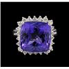 Image 2 : 14KT White Gold 12.95 ctw GIA Certified Tanzanite and Diamond Ring