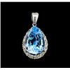 Image 1 : 10.00 ctw Blue Topaz and Diamond Pendant - 14KT White Gold