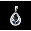 Image 2 : 10.00 ctw Blue Topaz and Diamond Pendant - 14KT White Gold