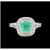 Image 2 : 0.92 ctw Emerald and Diamond Ring - 14KT White Gold