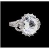 Image 1 : 4.27 ctw Aquamarine and Diamond Ring - 14KT White Gold
