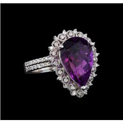 14KT White Gold 5.50 ctw Amethyst and Diamond Ring