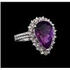 Image 1 : 14KT White Gold 5.50 ctw Amethyst and Diamond Ring