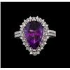 Image 2 : 14KT White Gold 5.50 ctw Amethyst and Diamond Ring