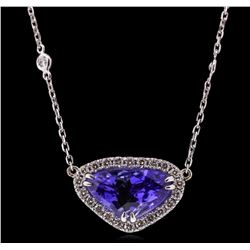 14KT White Gold 5.52 ctw Tanzanite and Diamond Necklace