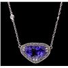 Image 1 : 14KT White Gold 5.52 ctw Tanzanite and Diamond Necklace