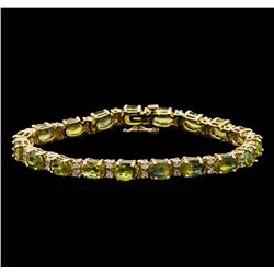 14KT Yellow Gold 16.91 ctw Green Sapphire and Diamond Bracelet