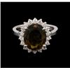 Image 1 : 3.90 ctw Tourmaline and Diamond Ring - 14KT White Gold