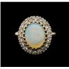 Image 2 : 14KT Yellow Gold 2.50 ctw Opal and Diamond Ring