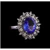 Image 1 : 5.50 ctw Tanzanite and Diamond Ring - 14KT White Gold
