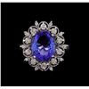 Image 2 : 5.50 ctw Tanzanite and Diamond Ring - 14KT White Gold