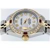 Image 3 : Rolex Two-Tone Mother Of Pearl Diamond and Ruby DateJust Ladies Watch