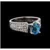 Image 1 : 2.25 ctw Blue Zircon and Diamond Ring - 18KT White Gold