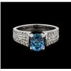 Image 2 : 2.25 ctw Blue Zircon and Diamond Ring - 18KT White Gold