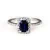 Image 1 : 1.00 ctw Blue Sapphire and Diamond Ring - 14KT White Gold