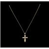 Image 2 : 0.12 ctw Diamond Cross Pendant With Chain - 14KT Yellow Gold