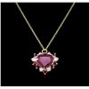 Image 3 : 5.29 ctw Ruby and Diamond Pendant - 14KT Yellow Gold