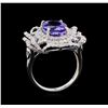 Image 4 : 5.92 ctw Tanzanite and Diamond Ring - 14KT White Gold