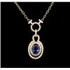 Image 1 : 6.15 ctw Tanzanite and Diamond Necklace - 14KT Yellow Gold