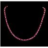 Image 1 : 23.00 ctw Pink Tourmaline and Diamond Necklace - 14KT Yellow Gold