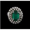 Image 2 : 14KT White Gold 3.16 ctw Emerald and Diamond Ring