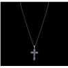 Image 2 : 18KT White Gold 1.25 ctw Sapphire Cross Pendant With Chain